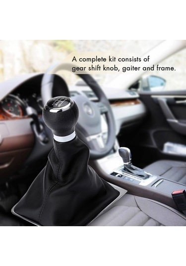 Fortunelane Vw Passat B6 6v Manual Shift Knob + Cap + Frame Set - Black & Chrome Black Siyah