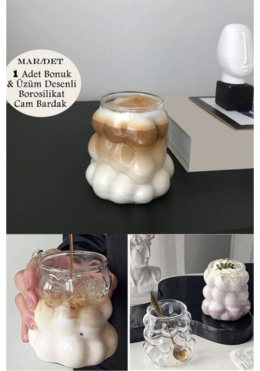 Boncuk & Üzüm Şekilli Isıya Dayanıklı Borosilikat Kahve Sunum