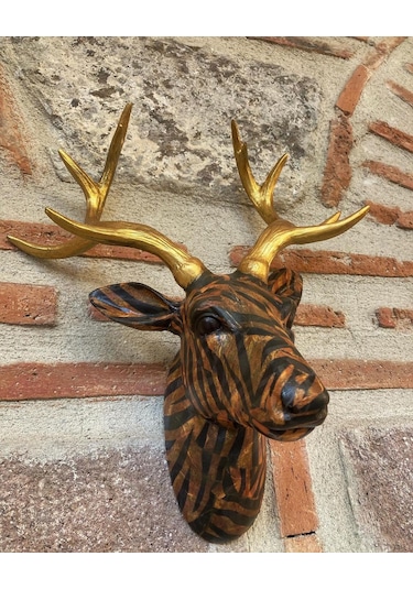 Geyik Duvar Bust Biblo Desenli