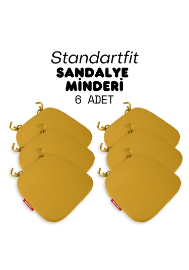 Xpermate 6'lı Standartfit Oval Sandalye Minderi 42x42x5 Hardal