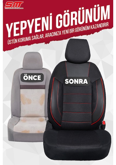 Era Serisi Universal Oto Koltuk Kılıfı Siyah-kırmızı