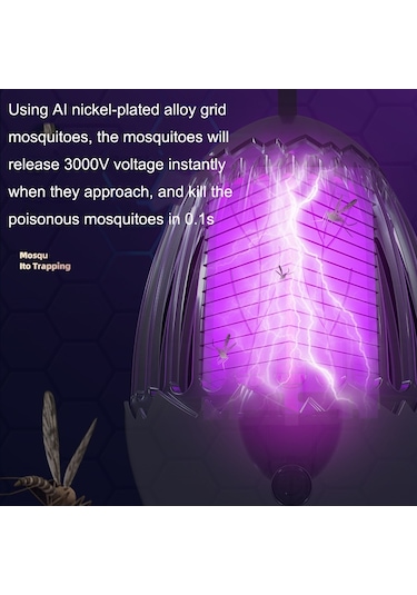 L01 Elektrik Şoklu Sivrisinek Öldürücü Usb Gece Lambası Gri