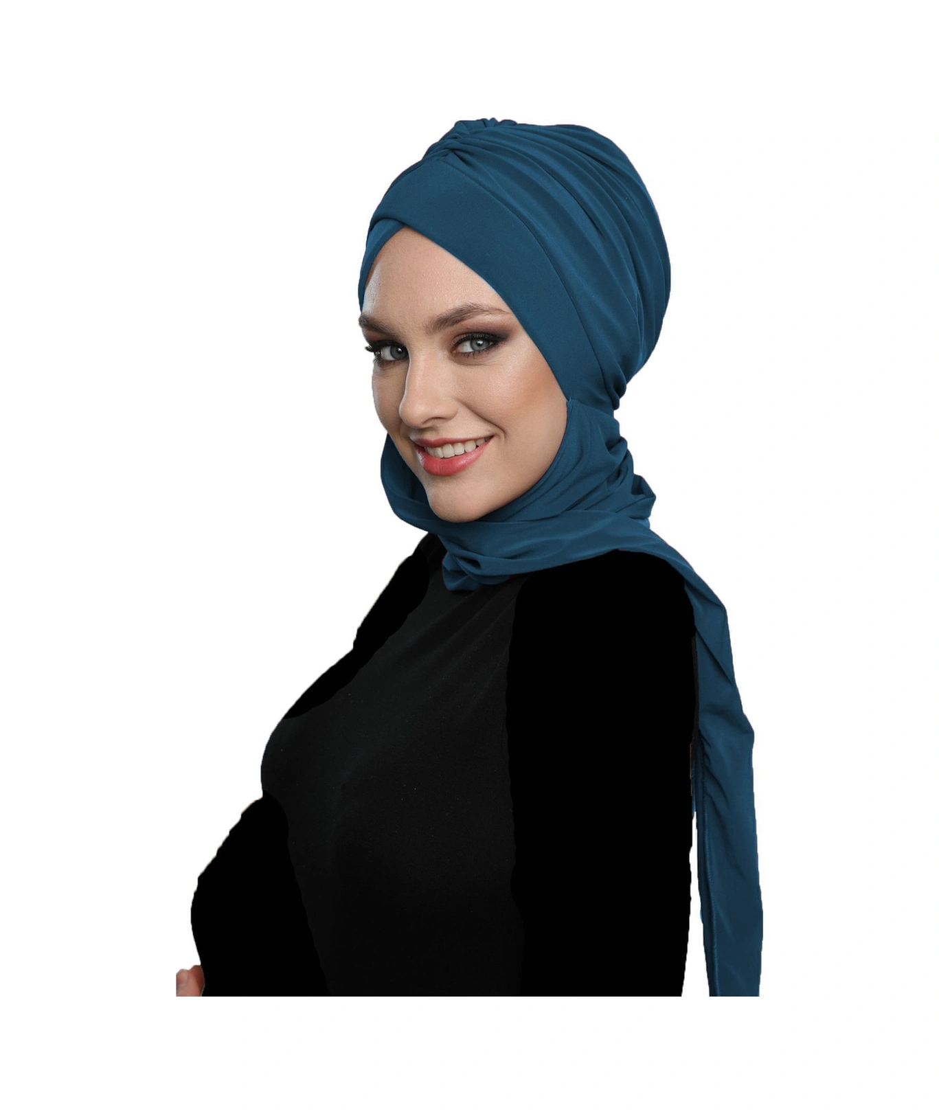 Kardelen Atkılı Astarlı Petrol Hazır Türban Tesettür Havuz Ve Dış Bone Petrol