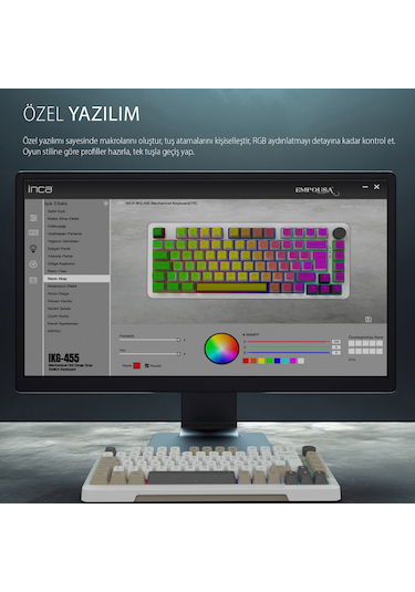 Ikg-455 Empousa Gasket Blue Swıtch Rgb Mekanık Gamıng Klavye Beyaz