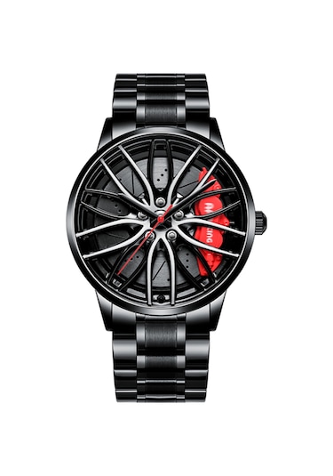 Erkekler İçin Araba Saatleri, Su Geçirmez Paslanmaz Çelik Japon Kuvars Kol Saati, Araba Jantı Tasarımı İle Spor Erkek Saatleri Çok Renkli