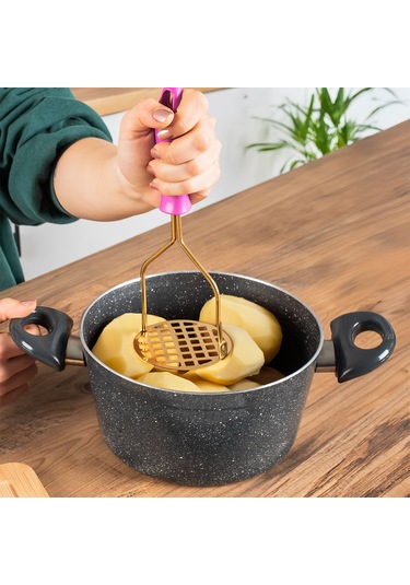 Porsima Paslanmaz Metal Patates Ezici Patates Ezeceği 24cm Mor