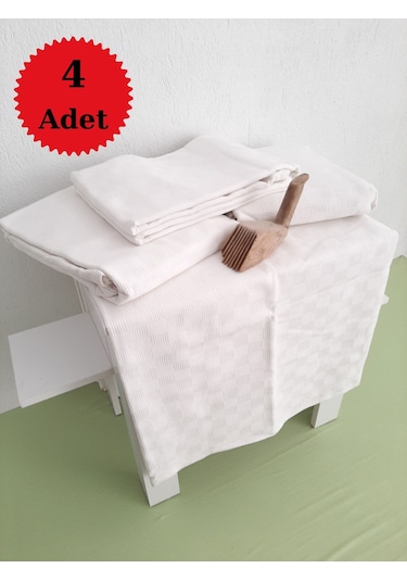 Otel Pikesi Tek Kişilik Dama Desen Beyaz 160x230 Cm 4'lü