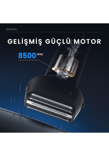 Enchen Ms001 Siyah Dijital Ekranlı Ultra Yakın Kesim Folyo Başlıklı Şarjlı Tıraş Makinesi
