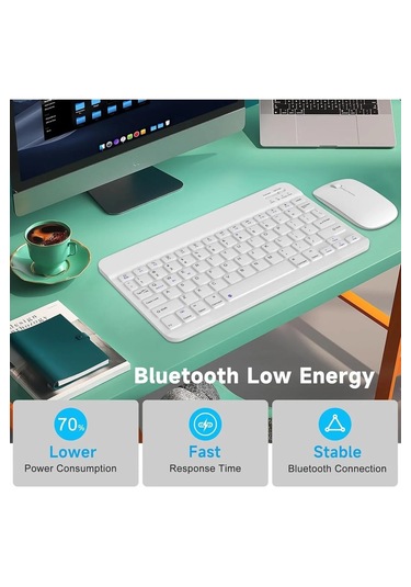 Kablosuz Bluetooth Türkçe Q Klavye Ve Mouse Seti Ios/androidtablet Telefon Uyumlu Şarjlı Lazer