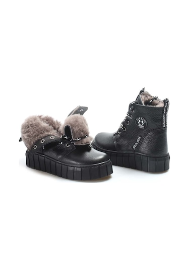 Fast Step Hakiki Deri Kürklü Unisex Çocuk Klasik Bot 769kxa130 Siyah