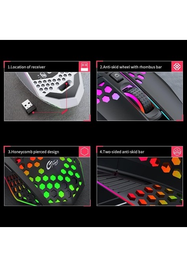 Kablosuz Oyun Faresi, Hafif, Şarj Edilebilir Usb Fare, 8 Düğme, Masaüstüne Dönüş Düğmesi, 3 Ayarlanabilir Dpı Seviyesi, Bilgisayar Pc İçin 4 Mod