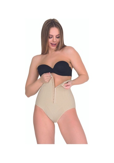 Kadın Ten Rengi Agraflı Yüksel Bel Slip Korse Siyah