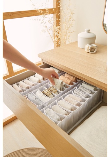 Ocean Home Textile 3'lü 10 Bölmeli Beyaz Renk File Çekmece İçi Düzenleyici Set