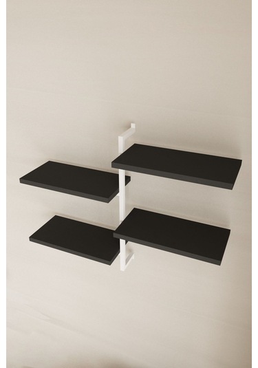 Aju 4 Katlı Duvar Rafı Metal Çerçeveli Dekoratif Kitaplık Ve Raf Ünitesi Modern Minimalist Tasarım Beyaz