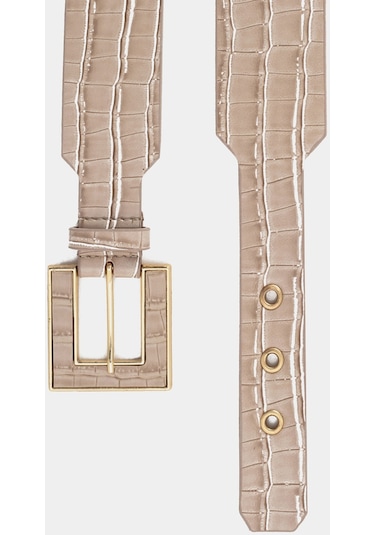 Perspective Metal Kaplama Tokalı Şık Bej Renk Kemer Bej