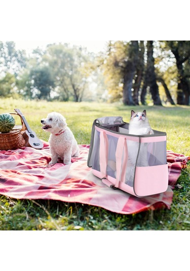 Funadd Portable Breathable Pet Bag Outdoor Shoulder Tote Bag Pembe