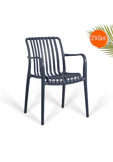 Paris Lüks Kafe Sandalyesi 2'li Set Antrasit