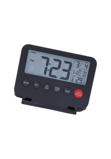 Lcd Ekranlı, Tarih, Sıcaklık, Erteleme Ve Arka Aydınlatmalı Küçük Dijital Seyahat Çalar Saati, Pil İle Çalışan Masa Saati
