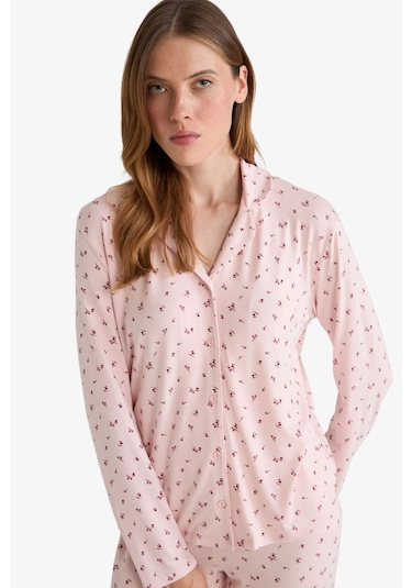 Defacto Pijama Takımı Regular Fit Desenli Uzun Kollu Üst Uzun Alt-fall İn Love G0228ax25aupn364 Pembe-pn364