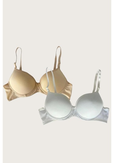 Ten-beyaz 2'li Mikro Kumaş İçi Boş Balenli Günlük Desteksiz Sütyen Görsel