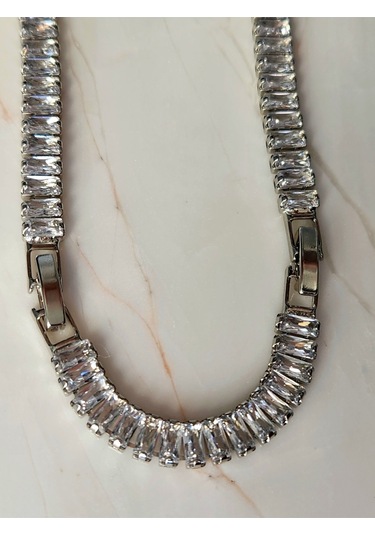 Su Yolu Baget Model Silver Gümüş Renkli Çelik Kolye Gümüş