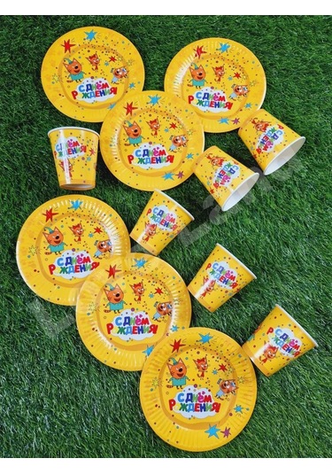 Love Land Parti İçin Tek Kullanımlık Üç Kedi 12 Kişilik Sofra Takımı 168019414 Diğer