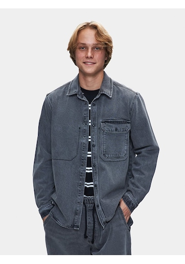 Ltb Aıdan Klasik Kesim Jean Gömlek 010096123816045 55819 Koyu Gri