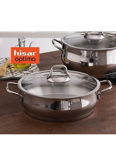 Hisar Optima Çelik Basık Karnıyarık Tencere 24 Cm