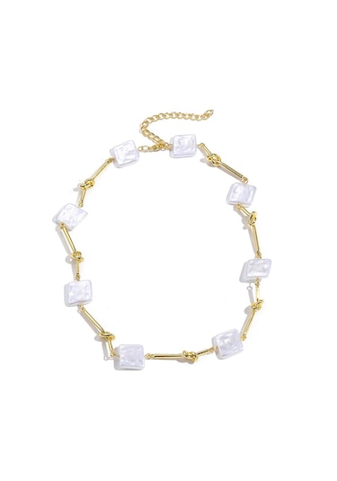 N2209-1 Büküm Sopa Kare İnci Bayanlar Mizaç Kolye Köprücük Kemiği Zinciri Çok Renkli