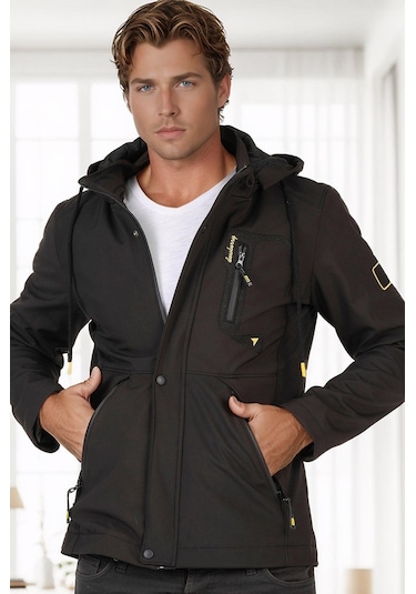 M8648 Dewberry Erkek Softshell Mont-siyah-1 Siyah-1
