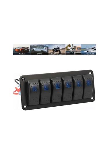 Xuweiwei 6 Haneli Mavi Işıkla 6 Pozisyonlu Rocker Anahtar Paneli Araba Karavan Yat Off-road Arac İçin
