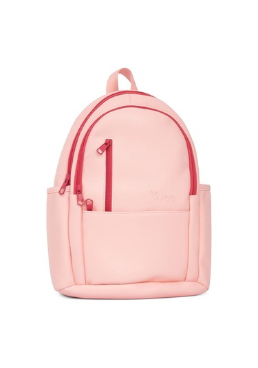 Yuga Suni Deri Dört Gözlü Sırt Çantası Pembe Pembe