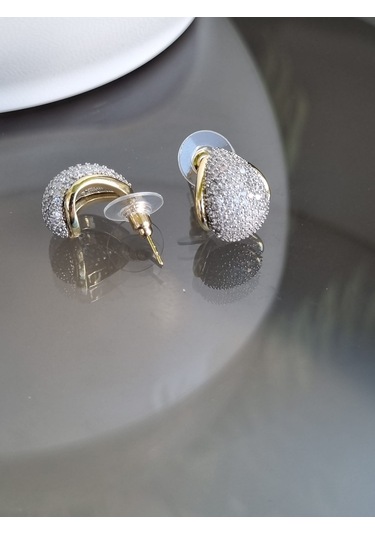 Damla Detay Zirkon Minimal Küpe Altın