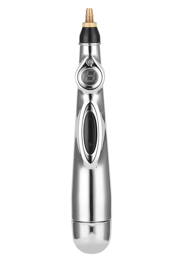 Vkemall Elektrikli Akupunktur Kalemi - Akupunktur Noktalarını Uyararak Meridianları Açan, Vücut Dokularını Canlandıran Masaj Ve Fizyoterapi Aleti Pil Dahil Değil Gümüş