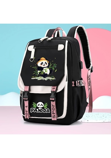 Dream011 Moda Yaratıcı Pembe Panda Desenli Tip A Sırt Çantası Büyük Kapasiteli Ayarlanabilir Askılı Günlük Kullanım İş Ve Seyahat İçin İdeal Pembe