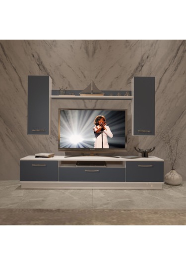 Decoraktiv Trendstyle 5d Mdf Tv Ünitesi Tv Sehpası Beyaz - Antrasit