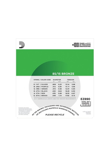 D'addario Ez890 Akustik Tel Set Super Light .009 Z890