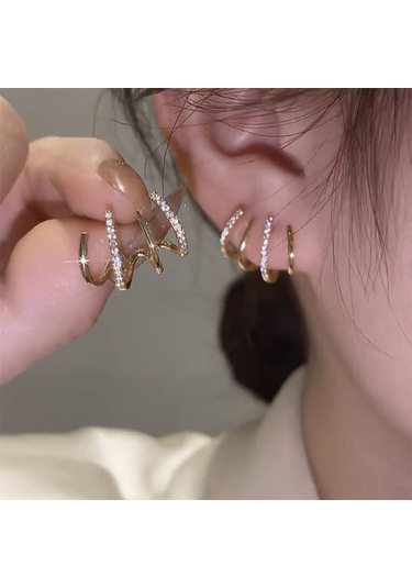 Samdoo Köy Tarım Çekiç Modeli Taşlı Simli Eşkenar Nostaljik Küpe - Alüminyum Çelik Sarı - Kross Border Grup Alımı Gold