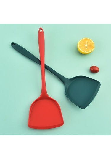 Sarı Silikon Spatula Geniş Yapışmaz Isıya Dayanıklı Rahat Kavrama Kolay Temiz Kızartma Gıda Sınıfı Pişirme