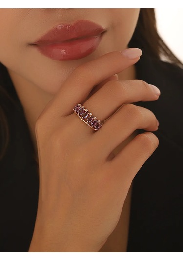 Serebranyj Dom 925 Ayar Gümüş Doğal Ametist Yüzük 173264017 Altın