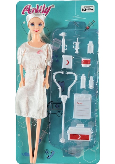 28 Cm Aksesuarlı Oyuncak Doktor Bebek 10 Parça Doktor Seti İle Çocuk Oyuncağı