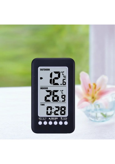 Folinda Dijital Lcd Zaman Ve Sıcaklık Gösterici, İç/ Dış Sıcaklık Ölçümü, Kablosuz Verici Cj3315rf - Pil Dahil Değil
