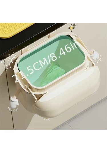 Honeybeeshop Sevimli Çizgi Film Tasarımlı 9l Asma Mutfak Çöp Kutusu Duvar Montaj Büyük Kapasiteli Koku Saklayan Su Geçirmez Plastik 10l Siyah