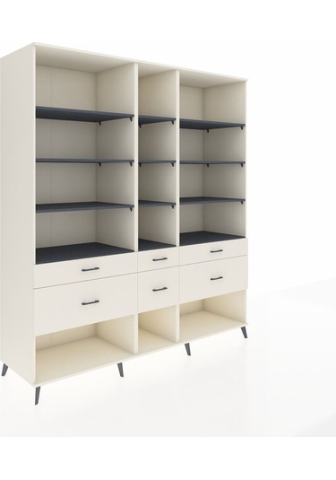 Kronos Dolap 12 Raflı 6 Çekmeceli 220x59x243 Aytaşı-antrasit/aytaşı Antrasıt/aytası