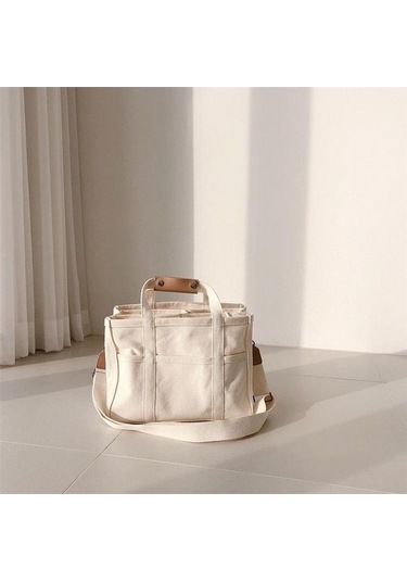 Tote Omuz Kanvas Kadın Fonksiyonlu Crossbody Çoklu Çok Çantası Çantası Çanta Çanta Bezi Beyaz Bebek Anne Ts Beyaz Beyaz