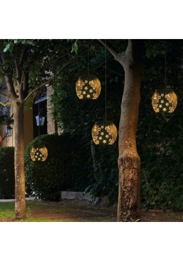 Novahub Çevresel Güneş Asılı Fener Demir Sanat Dekoratif Işık Oyuk Çiçek Kelebek Desen Bahçe Peyzaj Işığı Ip65 Su Geçirmez Masa Yolu