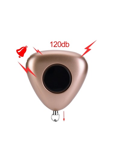 Kişisel Koruma Üçgen Alarm Anahtarlık 120db Kadın Acil Durum Alarmı Led'li Altın