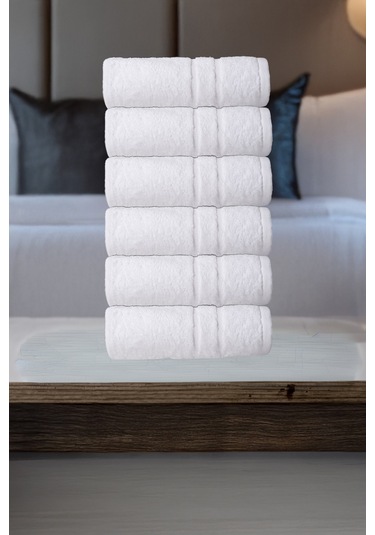 Otel, El, Yüz, Baş Havlusu 50x100 Cm 6'lı Set Pamuklu Ekru