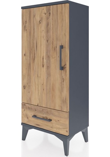 Arges Komodin 3 Raflı Tek Çekmeceli Tek Kapaklı 44x30x106 Antrasit-çam Antrasit