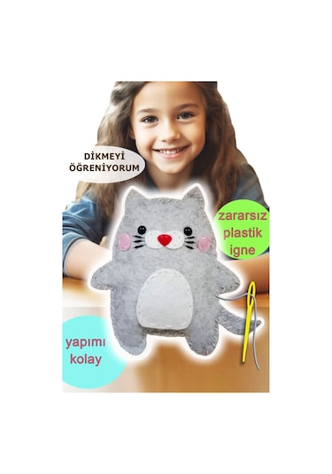 Keçe Oyuncak Dikiş Seti - Minik Kedi Yaratıcı Eğitici Oyuncak